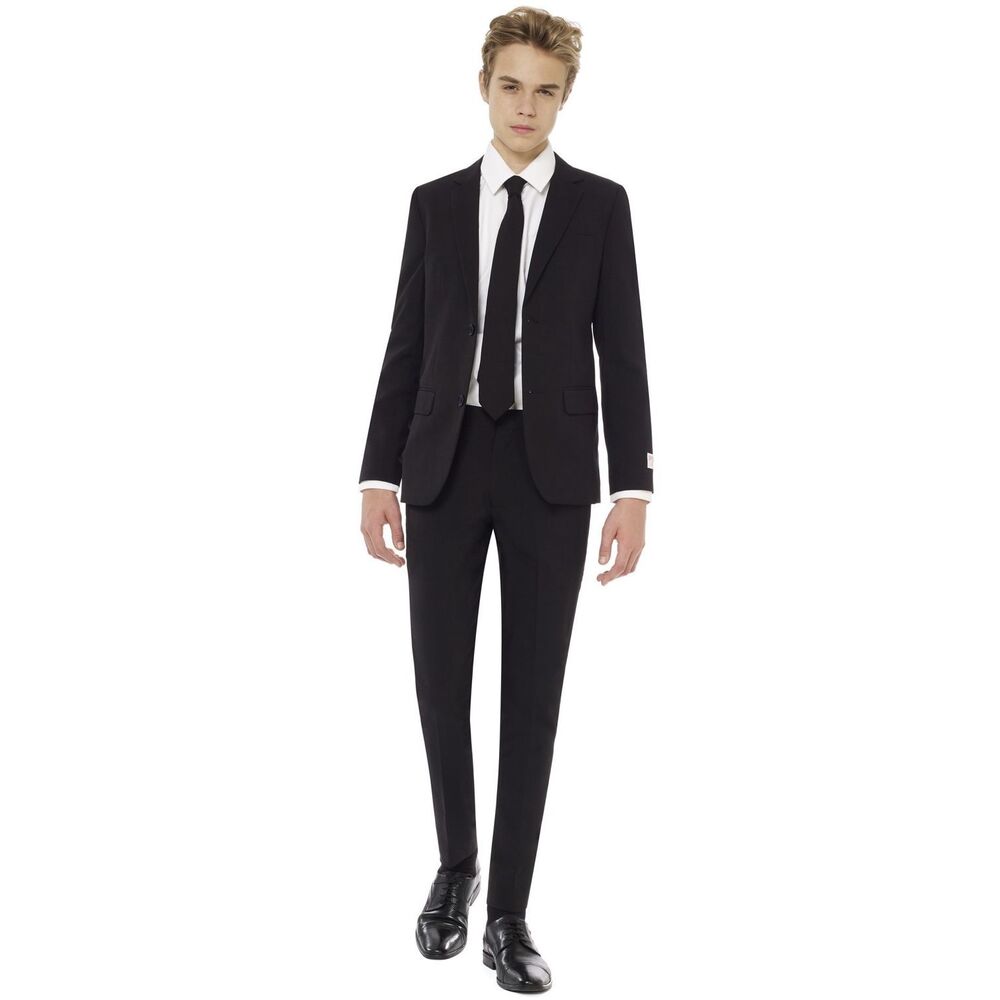OppoSuits Black Kids Jacket & Vest Set